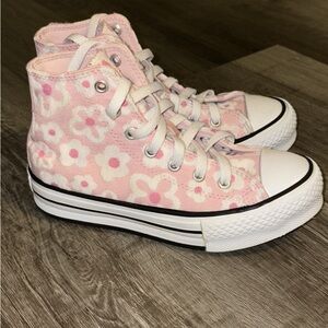Converse Pink Floral High-Top Sneakers
